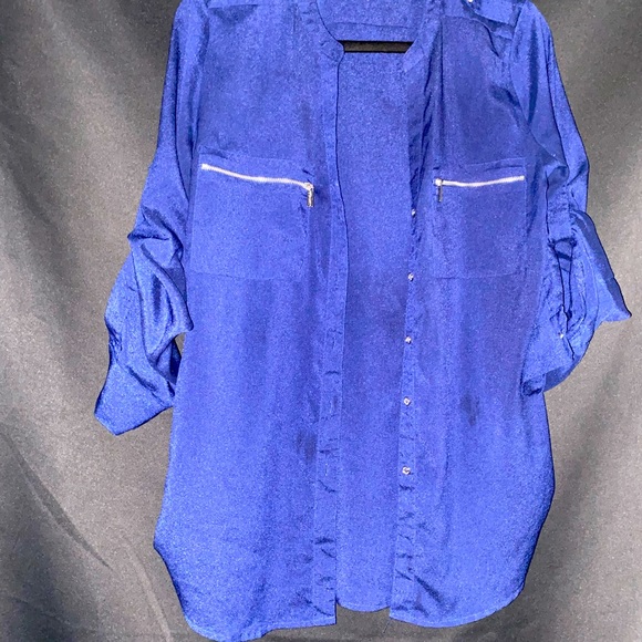 Calvin Klein Blue Polyester button up blouse - Picture 4 of 4